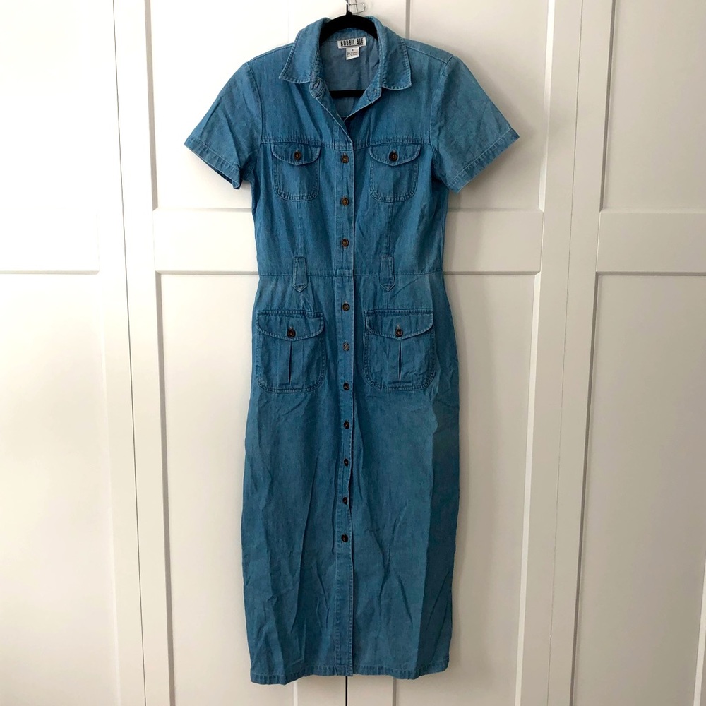 Vintage denim button up dress
